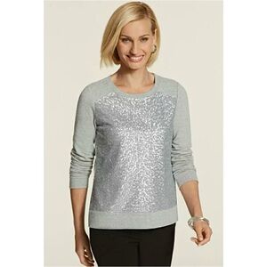 Chico's Sequined Silver and Grey Top
